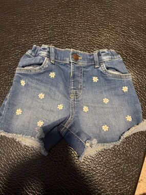 OshKosh B'gosh Denim Shorts with White & Yellow Daisy Embroidery